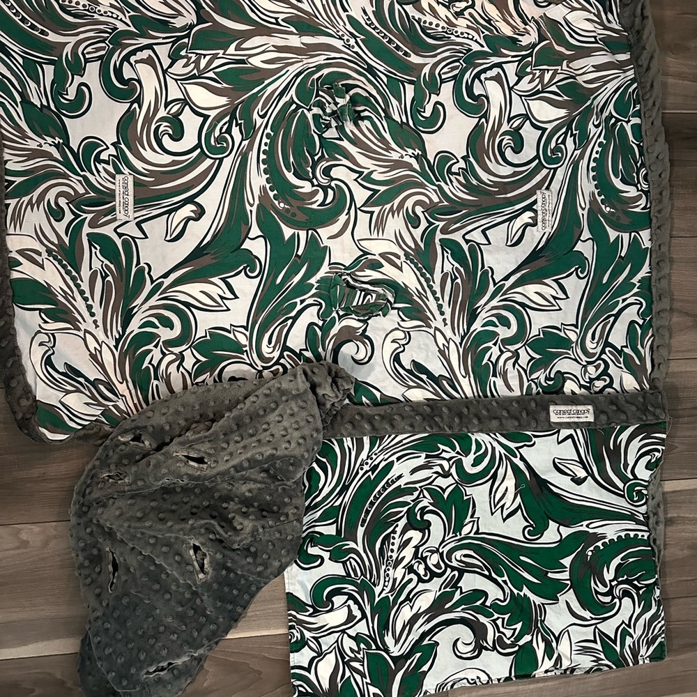 Green and White Swirl Car Seat Canopy Cover